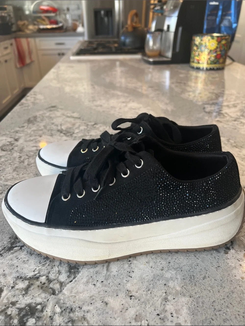 Wild Pair Highfive Bling Platform Sneakers Black Size 9 EUC